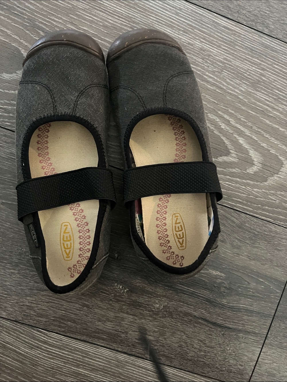 Keen Kids Dark Gray Slip-On Mary Jane Sneakers with Black Strap